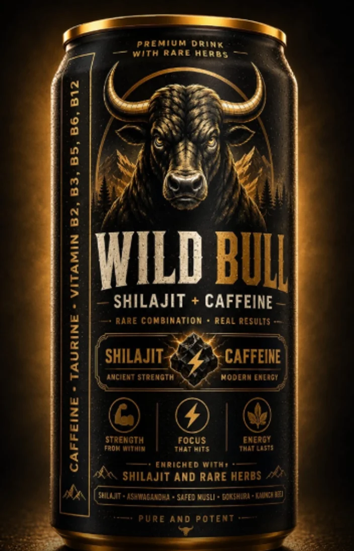 Wild Bull Shilajit + Caffeine energy drink can
